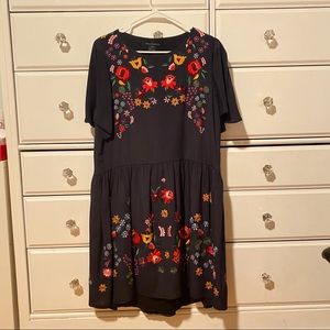 French Connection Navy Embroidered Shift Dress